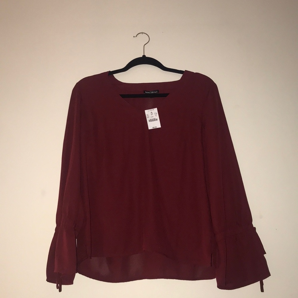 Burgundy J. Crew polyester blouse. NWT